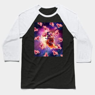 Cowboy Space Cat On Tiger Unicorn - Bacon Baseball T-Shirt